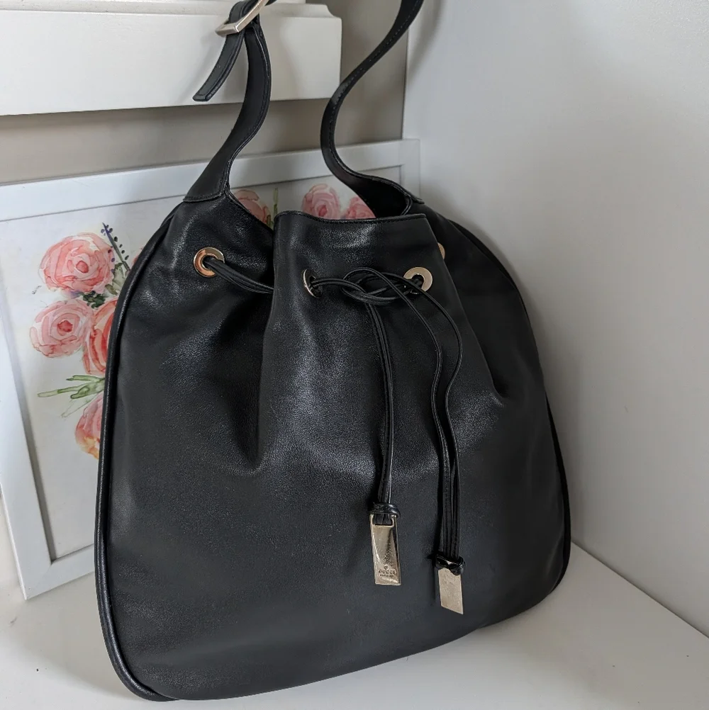🖤 Vintage Y2K Gucci 001-4030 Genuine Smooth Leather Shoulder Satchel Bag, Black - Picture 4 of 16